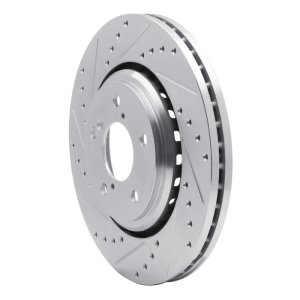 Acura MDX Brake Rotor (1) - Front Left - R1 Concepts - Drilled & Slotted - Silver - `15-`25